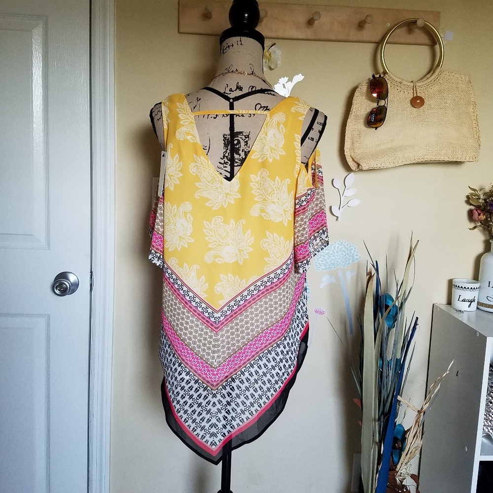 Multicolored Chiffon Blouse Small - image 4